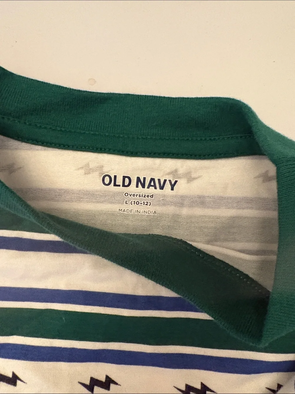 Old Navy Green, Blue & White Striped Kids Short Sleeve Tee